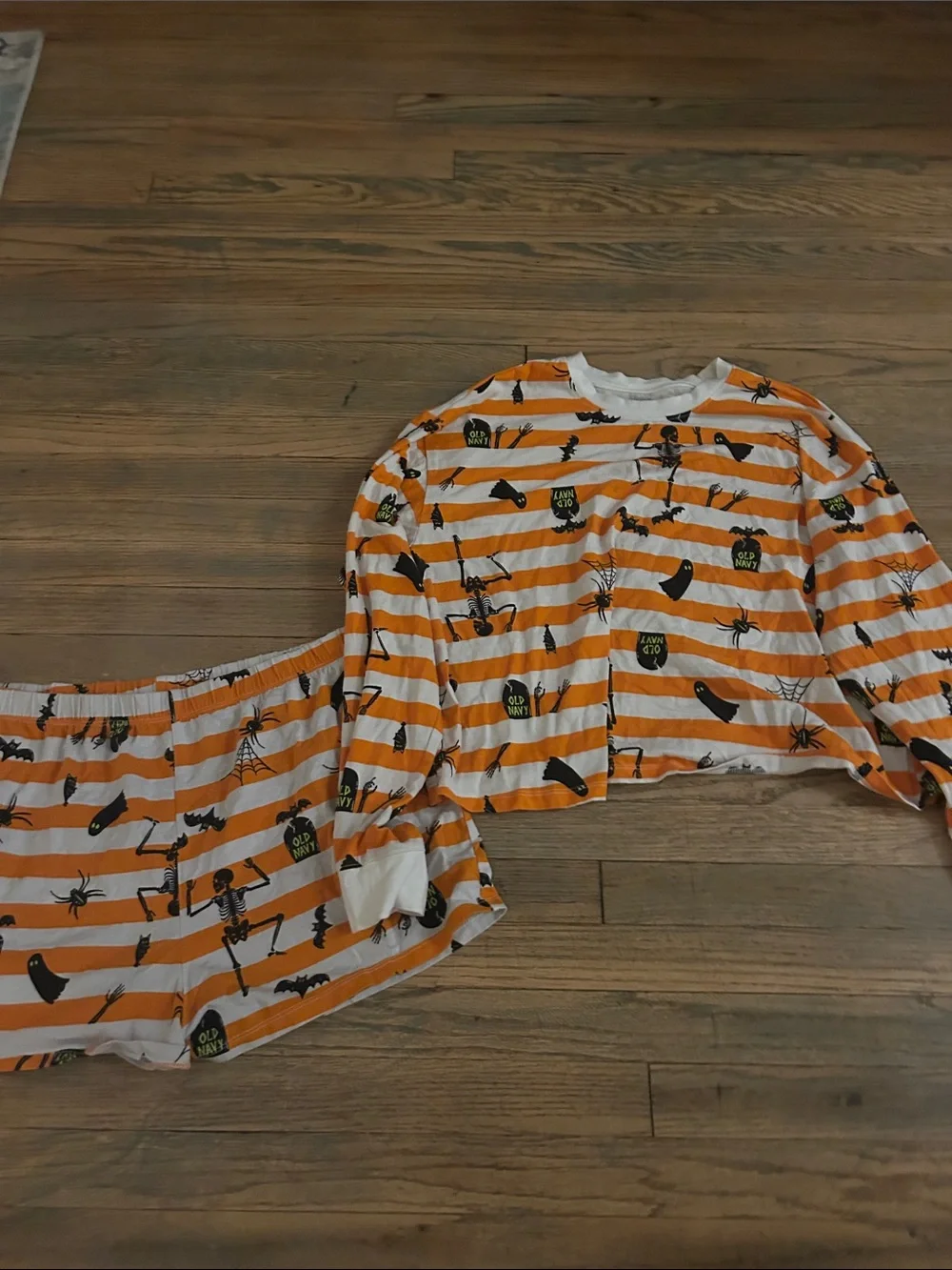 Old Navy Orange and White Striped Halloween Pajama Set
